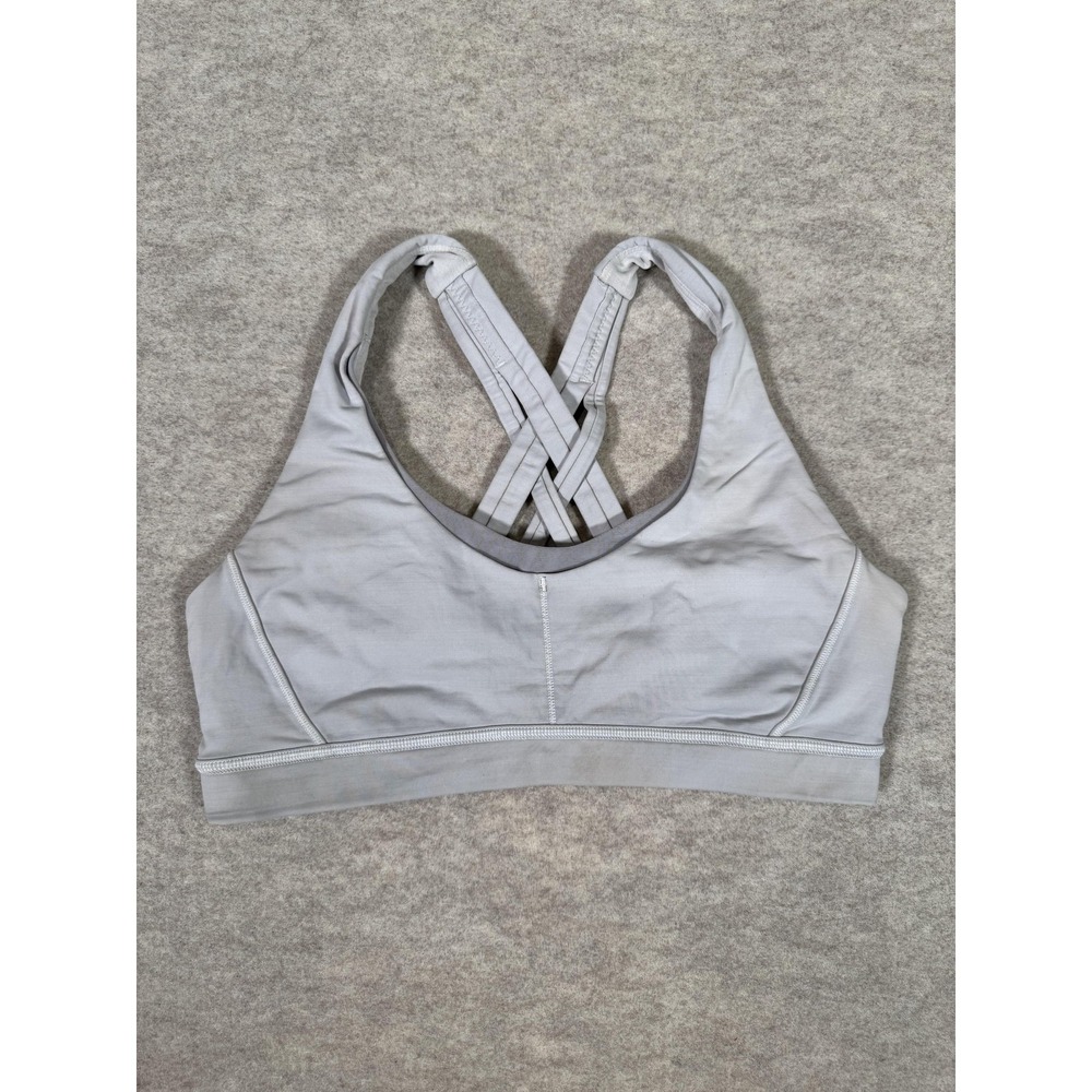 Lululemon Sports Bra Womens 8 Gray Strappy Crossback Yoga Athletic Gym Running
